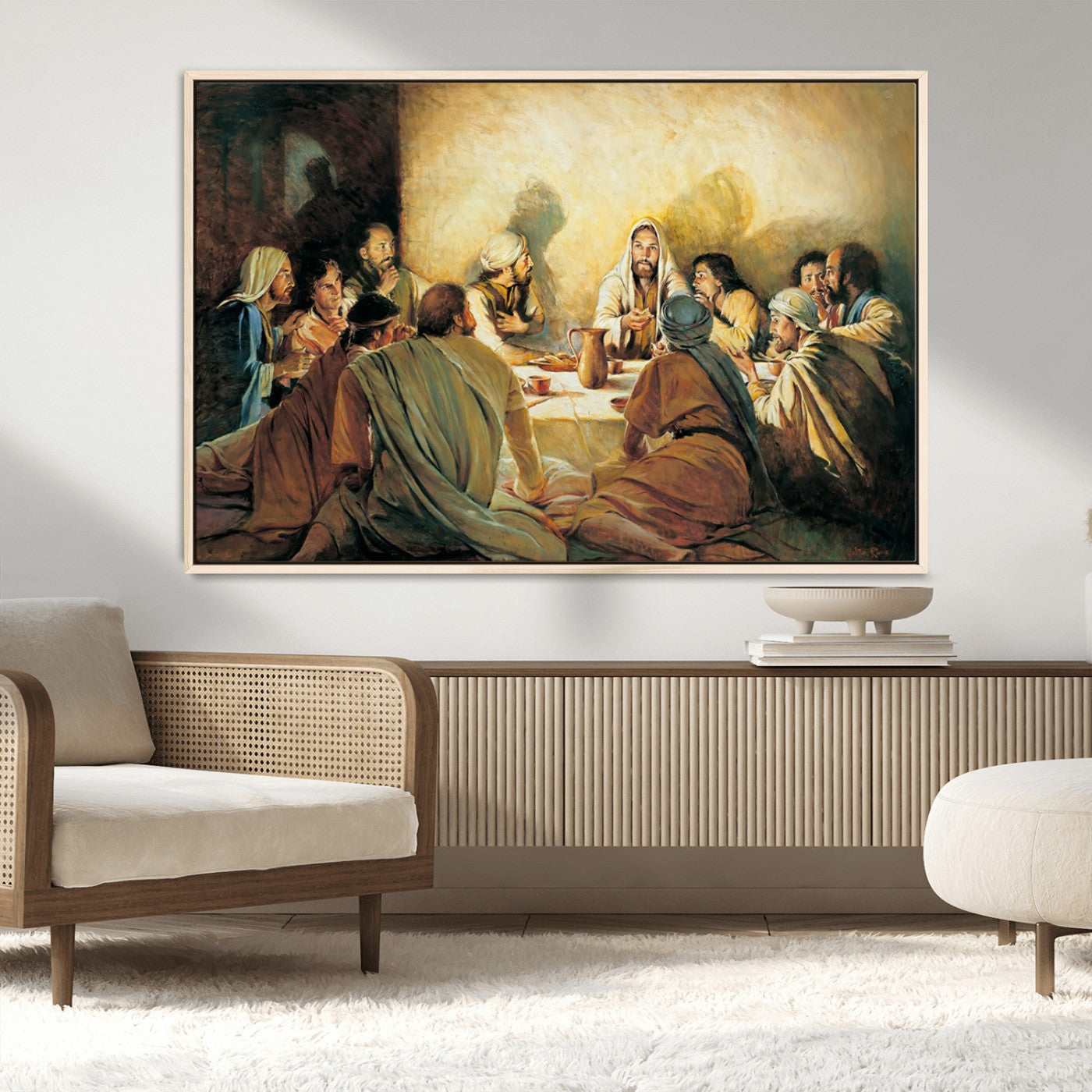 MGV-FC-36X24 - Last Supper Wall Art Canvas Print, Framed Jesus Painting Art Picture Print, Moderne Bibel Perfect Traditional/Religious Decor Artwork