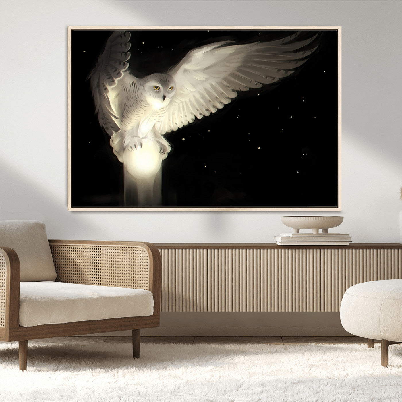 MGV-FC-36X24 - Night Owl Art -  Illuminating the Darkness – Unique Animal-Inspired Wall Art for Modern Decor |
