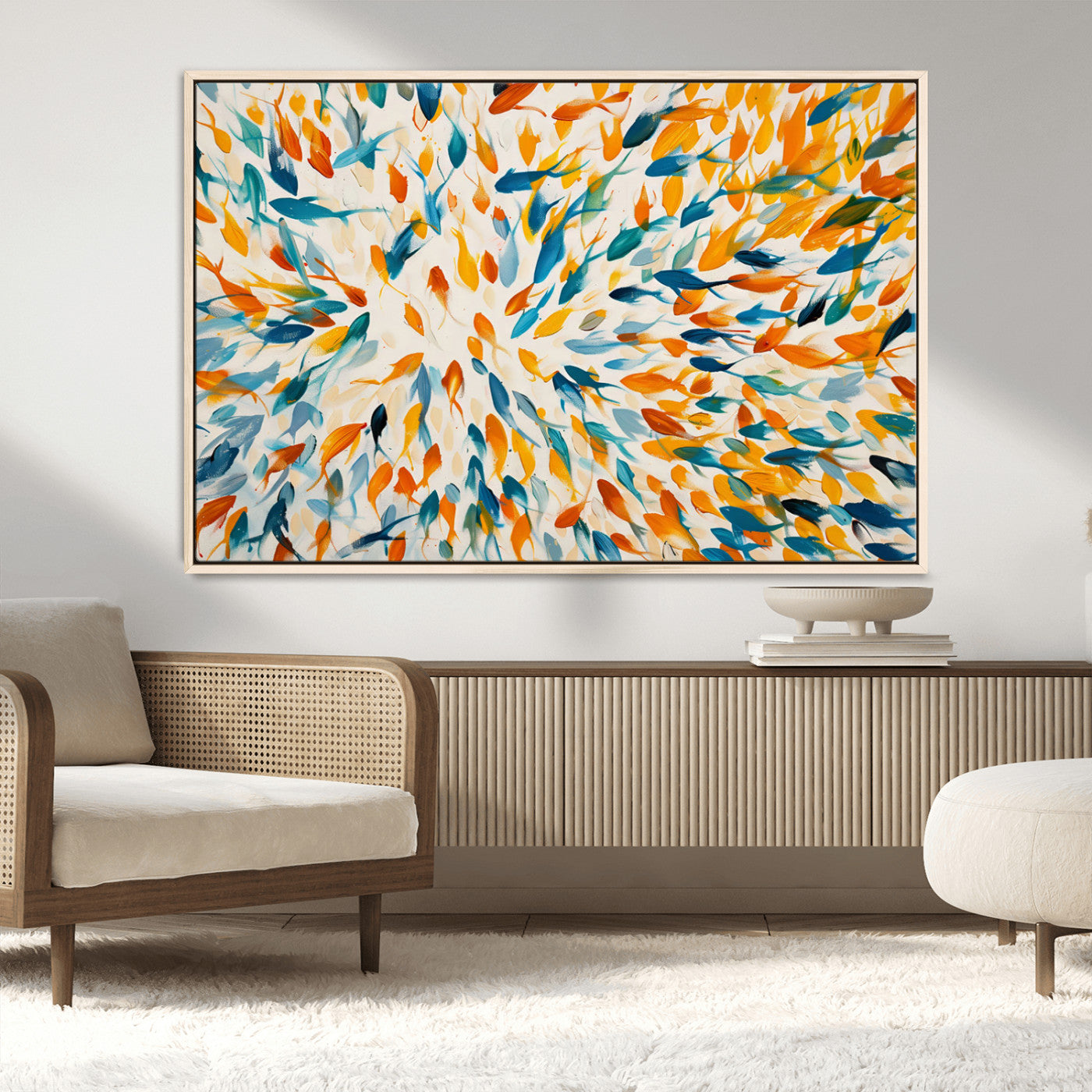 59969-MGV-FC-36X24_Natural-Colorful Fish Wall Art Print – Abstract Ocean-Inspired Wall Art for Modern Spaces | Framed Canvas,
