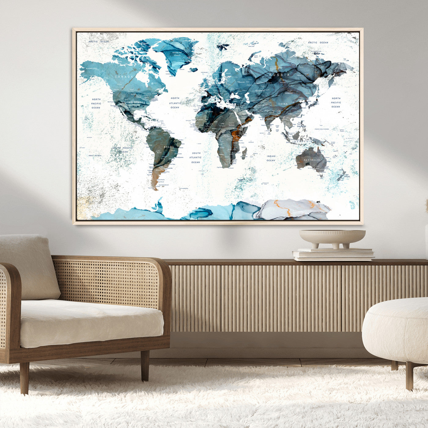 MGV-FC-36X24 - Push Pin World Map Canvas Print – Framed Wall Art for Couples to Track Their Travels – Anniversary