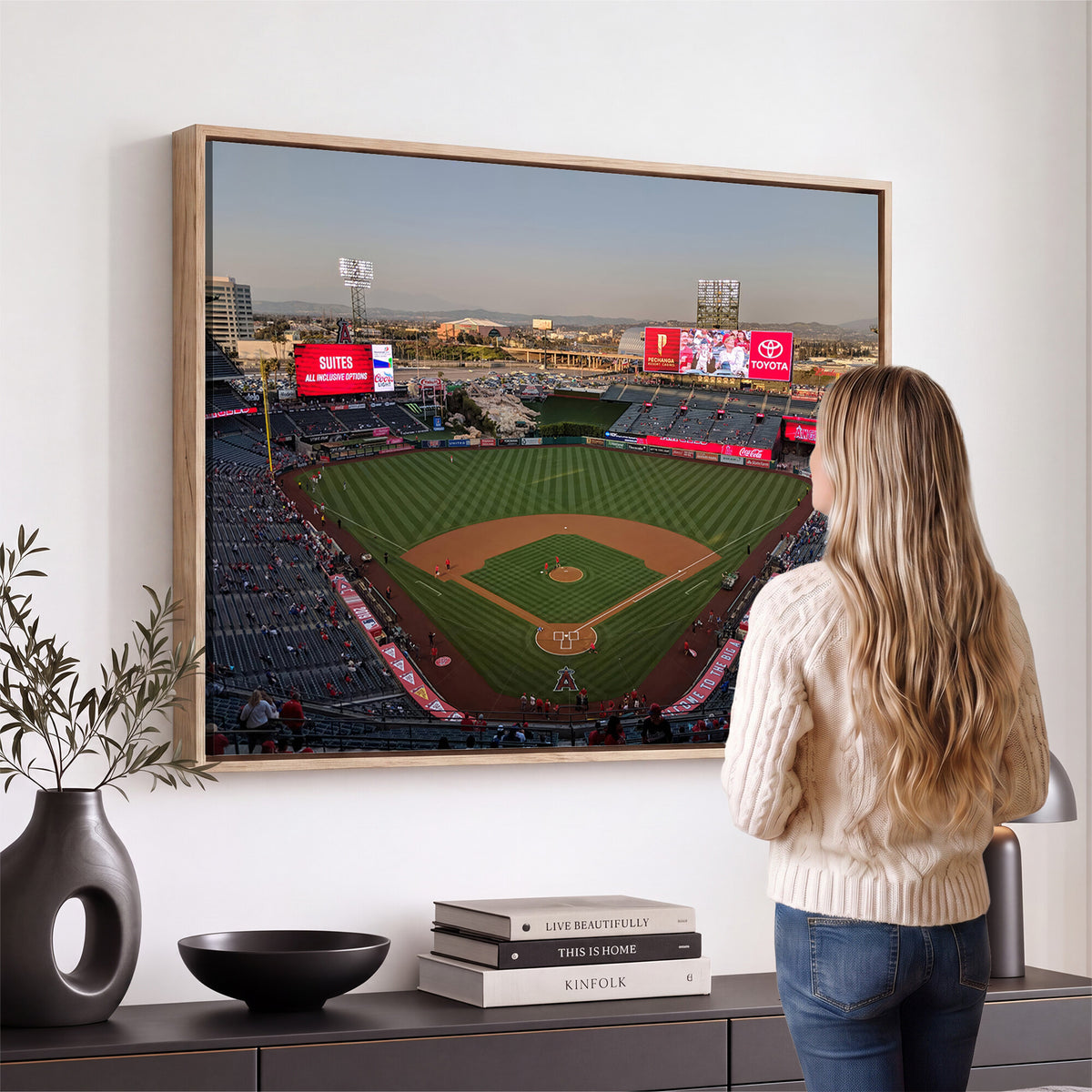45864-MGV-CV-36X24 - Los Angeles Angels Baseball Canvas Print, Anaheim Angel Stadium Wall Art