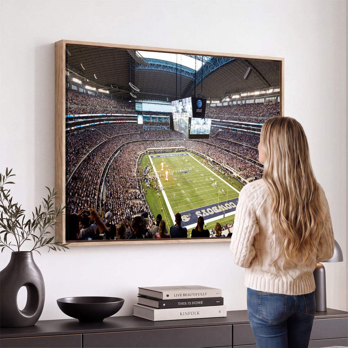 82096-MGV-CV-36X24 - Dallas Cowboys Football Team Print - Arlington AT&T Stadium Wall Art Canvas Print