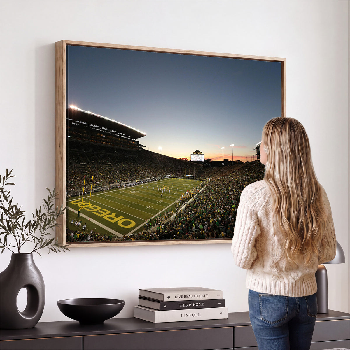 21429-MGV-CV-36X24 - Oregon Ducks Football Team Print - Eugene Autzen Stadium Wall Art Canvas Print
