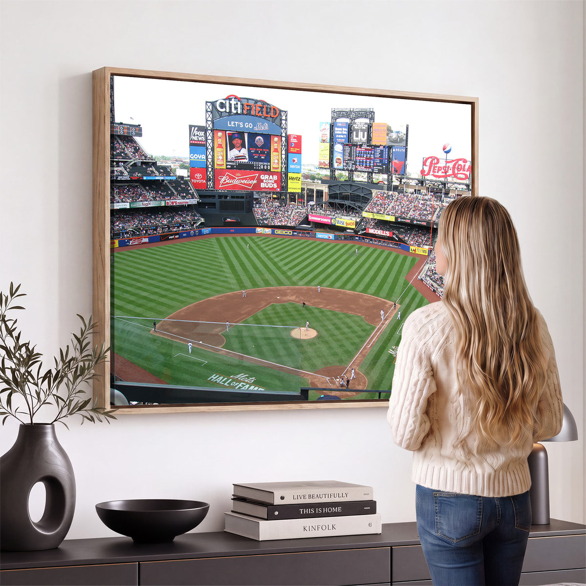 64829-MGV-CV-36X24 - New York Mets Baseball Team Print, Citi Field Baseball Stadium Wall Art