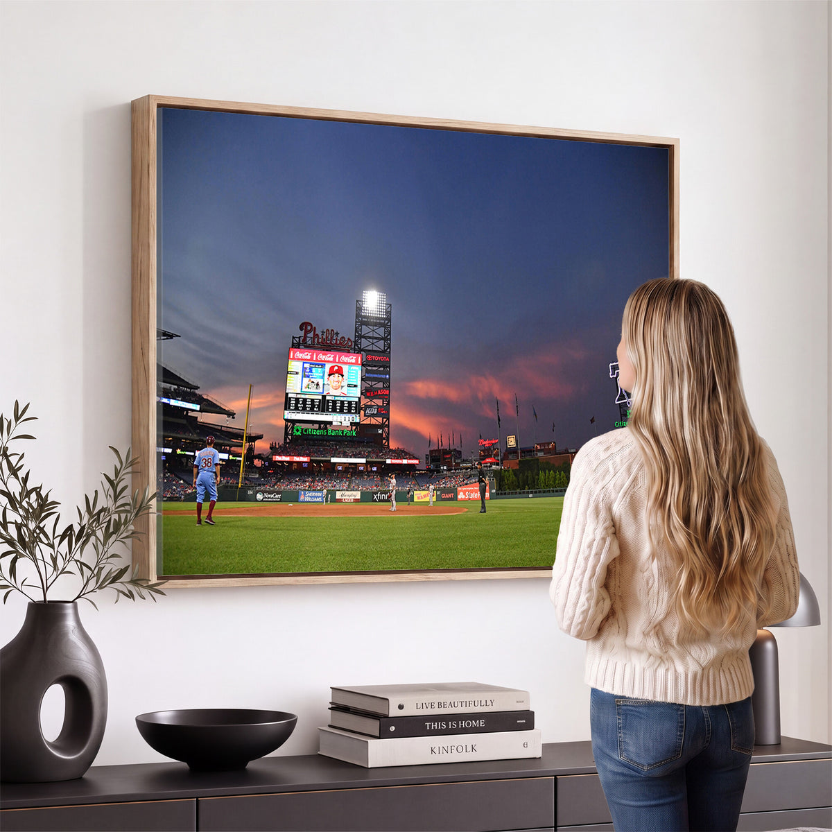 22594-MGV-CV-36X24 - Philadelphia Phillies Baseball Print - Philadelphia Citizens Bank Park Stadium Wall Art, Phillies
