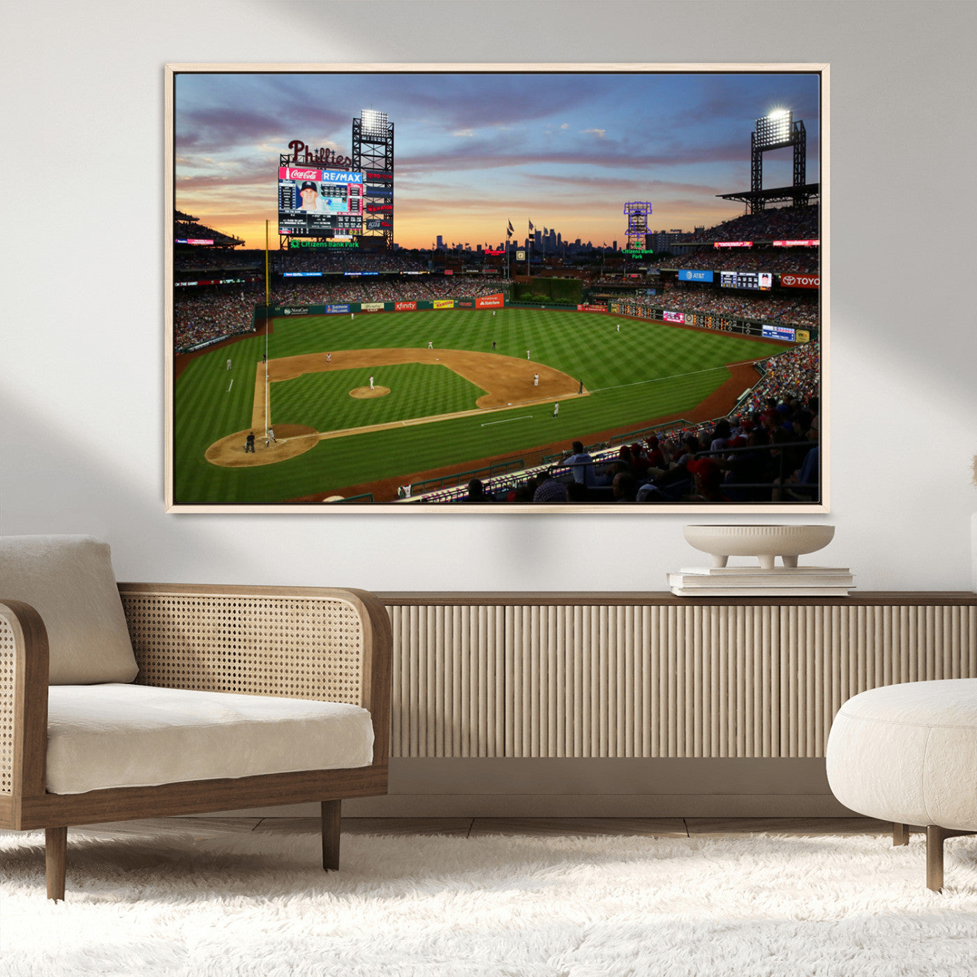 MGV-FC-36X24 - Citizens Bank Park Philadelphia Phillies Wall Art Canvas | 3-Panel Canvas Print of Phillies Stadium