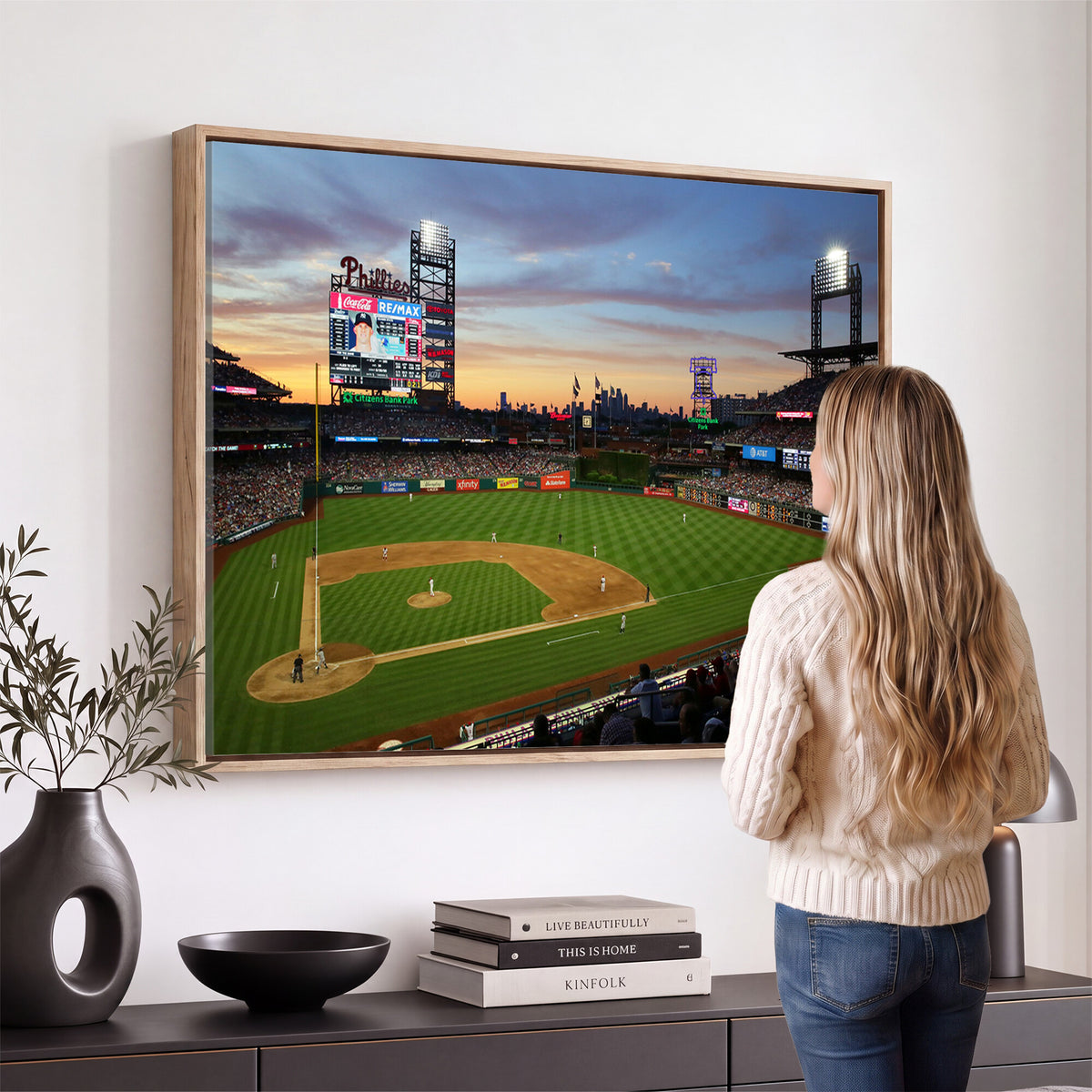 13778-MGV-CV-36X24 - Citizens Bank Park Philadelphia Phillies Wall Art Canvas | 3-Panel Canvas Print of Phillies Stadium