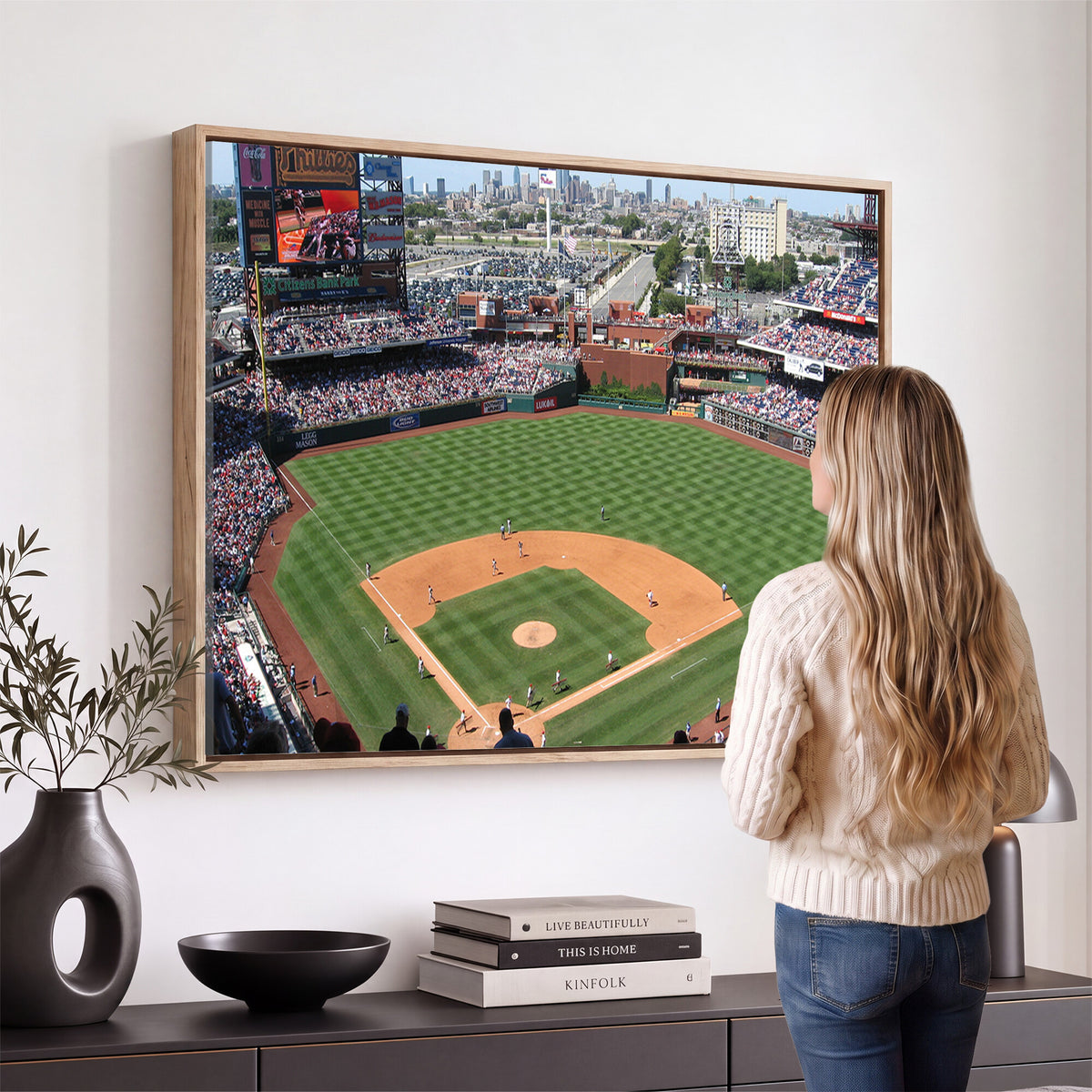 85755-MGV-CV-36X24 - Philadelphia Phillies Baseball Team Print - Philadelphia Citizens Bank Park Stadium Wall Art Canvas