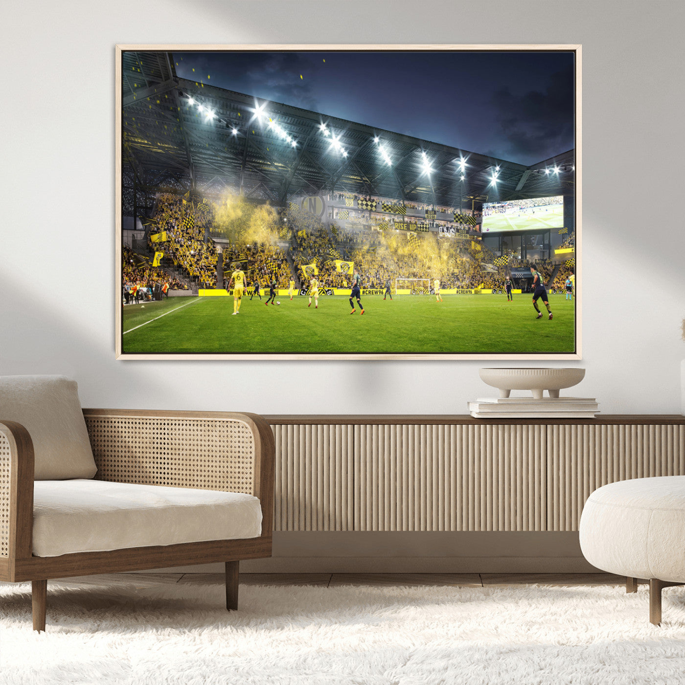 MGV-FC-36X24 - Columbus Crew Stadium Match Triple Canvas Wall Art - Dynamic MLS Game Scene Canvas Wall Art