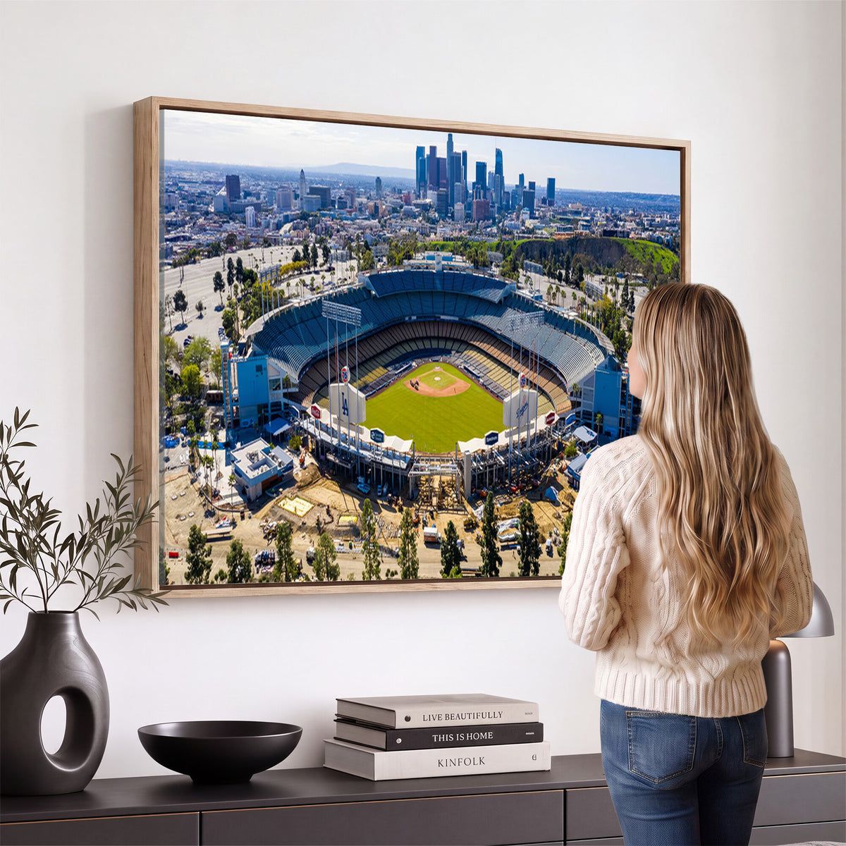 58596-MGV-CV-36X24 - Los Angeles Dodgers Dodger Stadium Wall Art Canvas Print, Extra Large Game Room Wall Decor