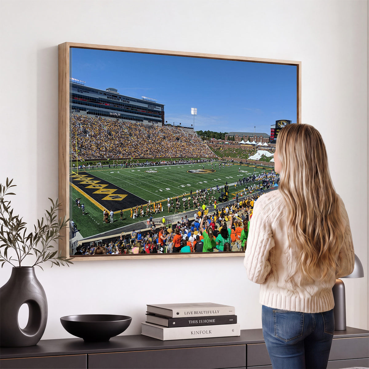 38399-MGV-CV-36X24 - University of Missouri Tigers Football Team Print, Columbia Faurot Field Memorial Stadium Wall Art