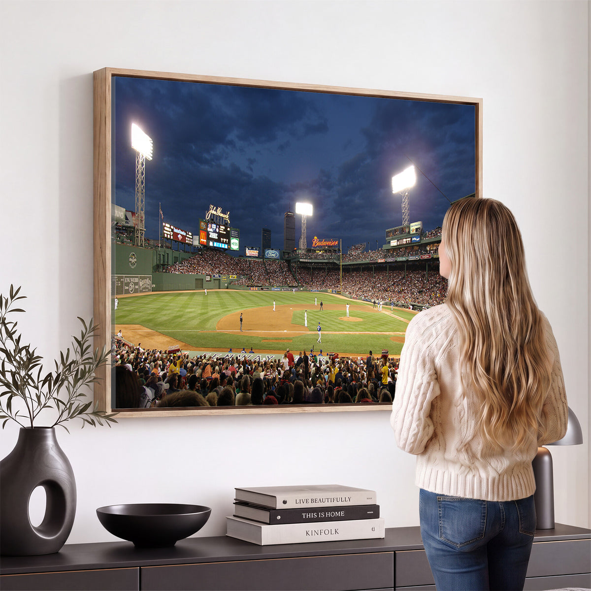 85099-MGV-CV-36X24 - Boston Red Sox Baseball Team Print Canvas, Massachusetts Fenway Park Stadium Wall Art