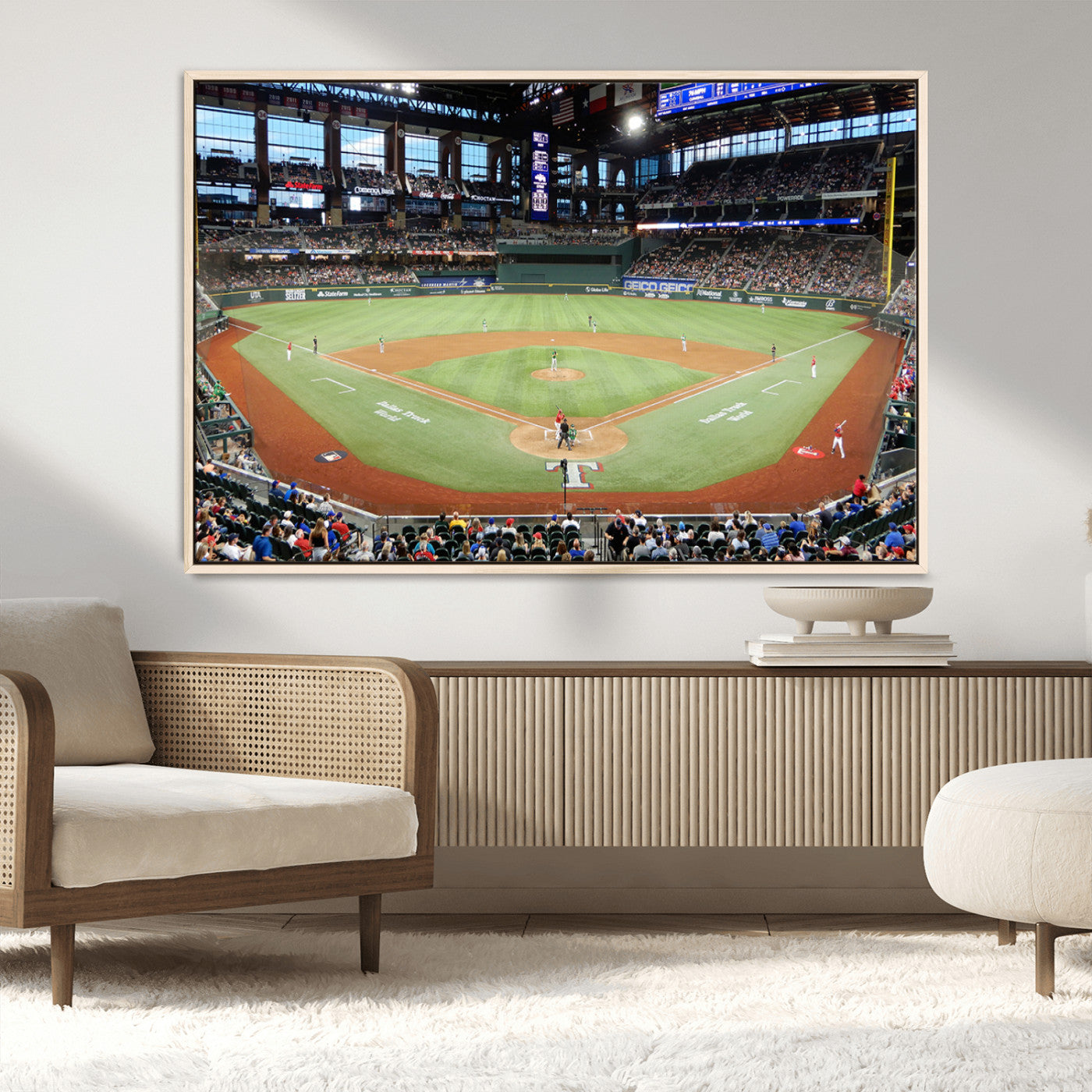 MGV-FC-36X24 - Texas Rangers Baseball Team Print - Arlington Globe Life Field Stadium Canvas Print Wall Art