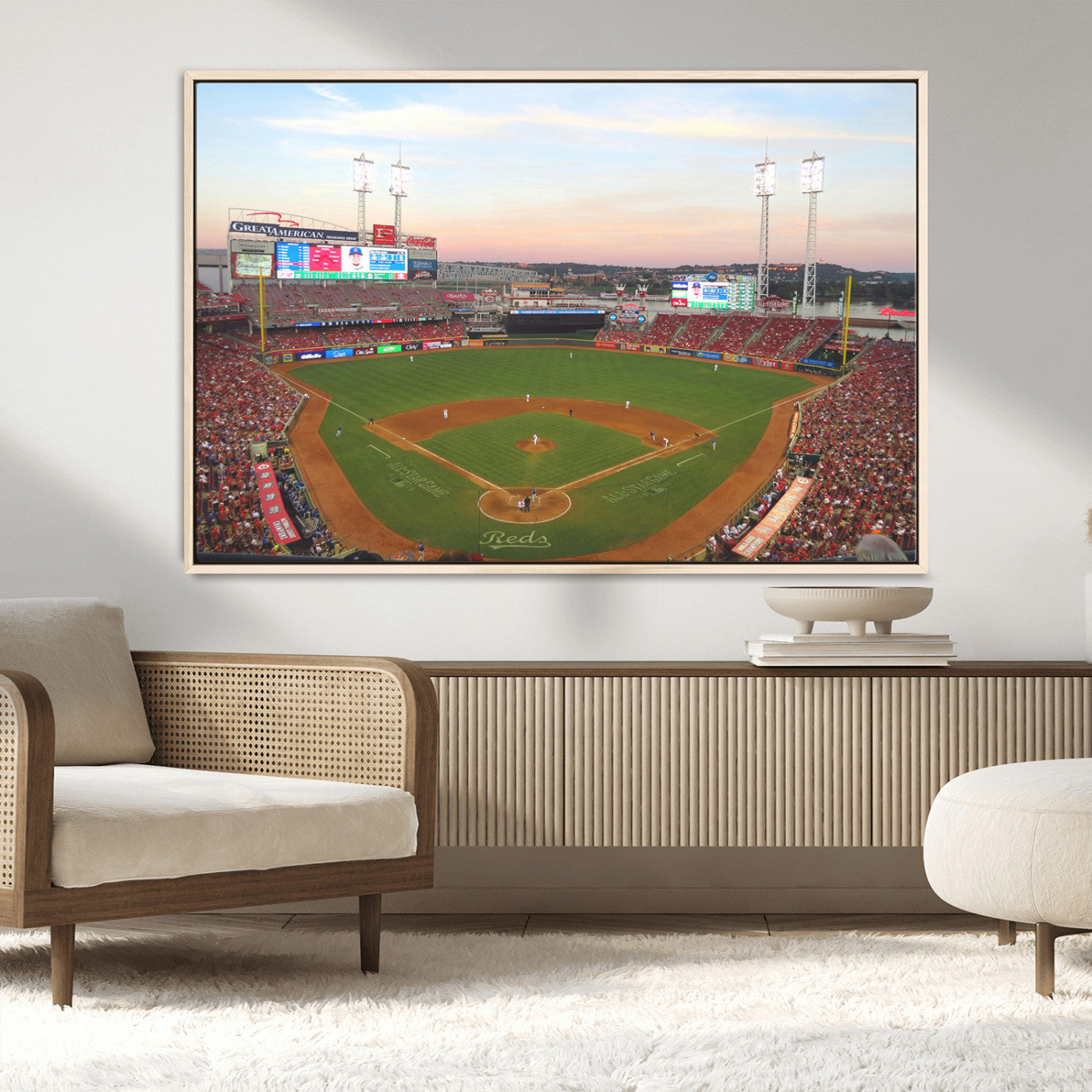 MGV-FC-36X24 - Cincinnati Reds Baseball Print Canvas- Cincinnati Great American Ball Park Stadium Wall Art Canvas
