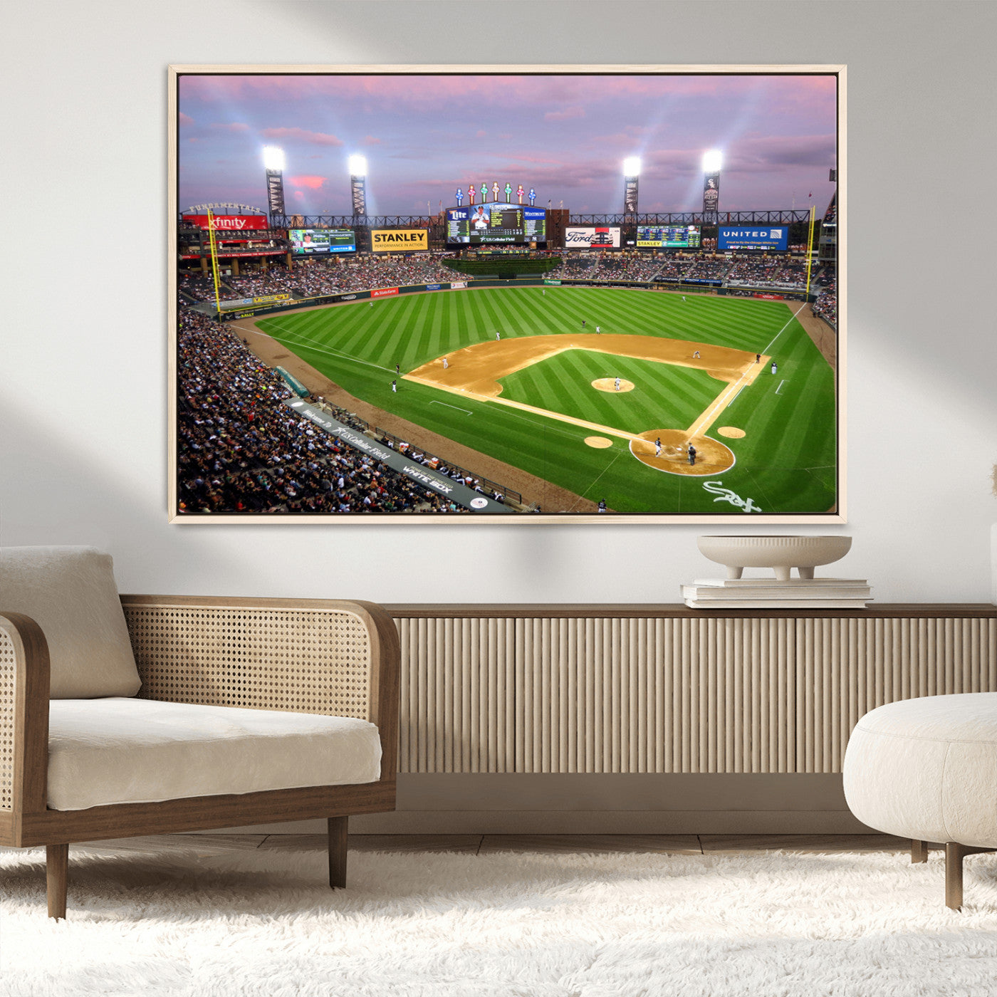 MGV-FC-36X24 - Chicago White Sox Baseball Team Print Canvas- Guaranteed Rate Field Stadium Wall Art Canvas Print