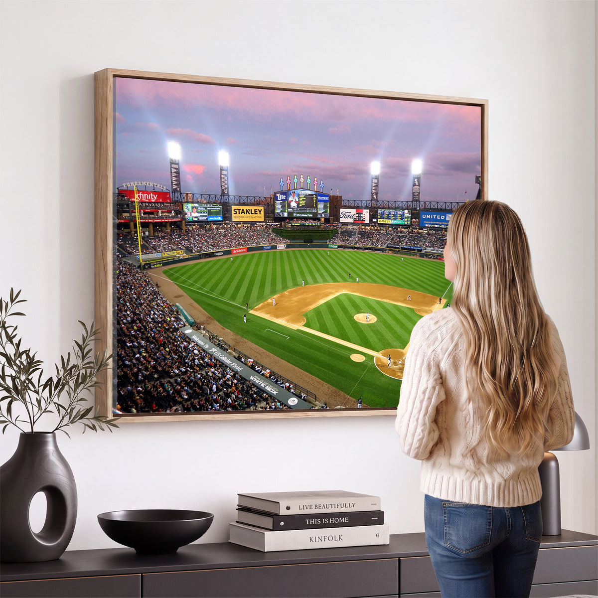 38470-MGV-CV-36X24 - Chicago White Sox Baseball Team Print Canvas, Guaranteed Rate Field Stadium Wall Art
