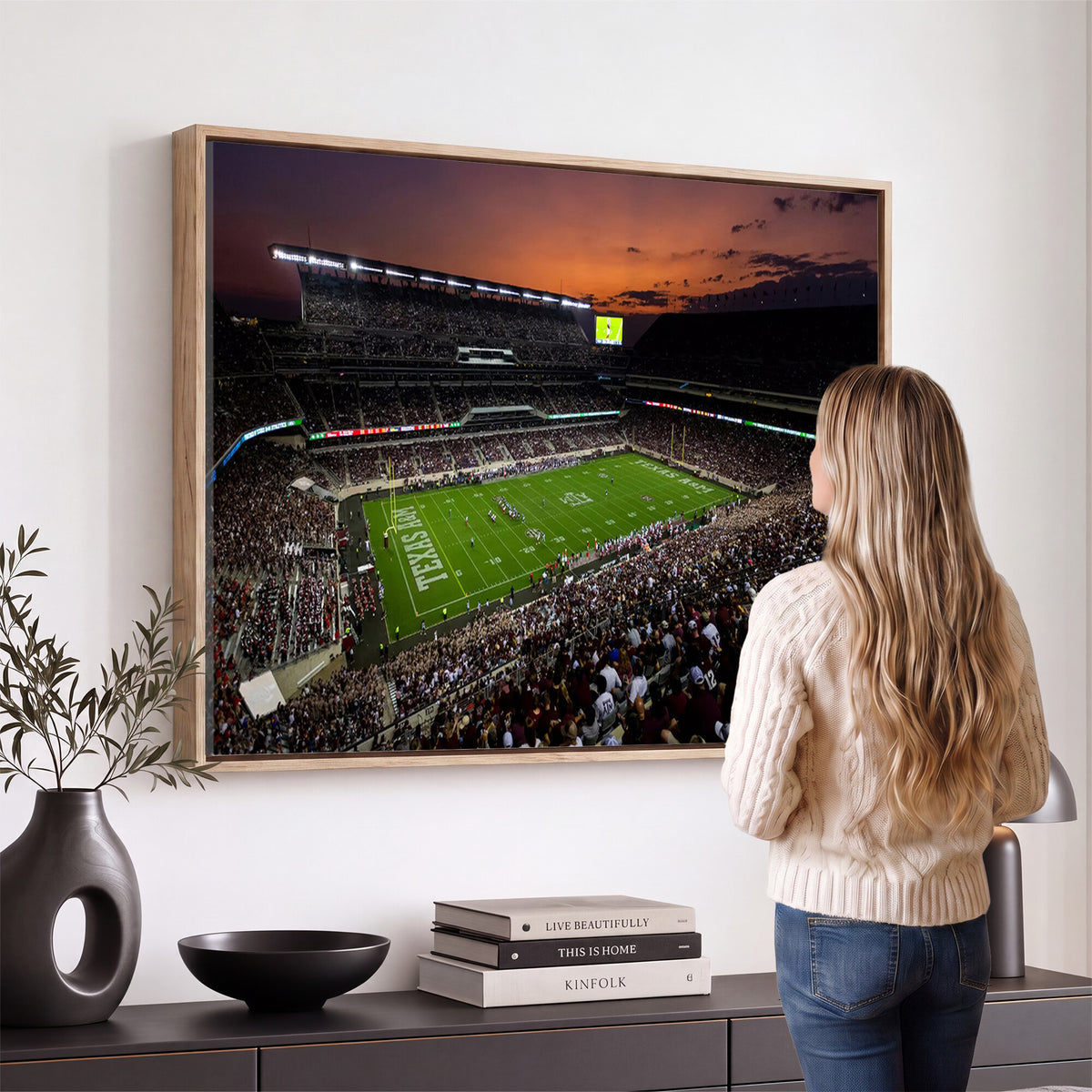 45603-MGV-CV-36X24 - Texas A&M University Aggies Football Team Print, College Station Kyle Field Stadium Wall Art