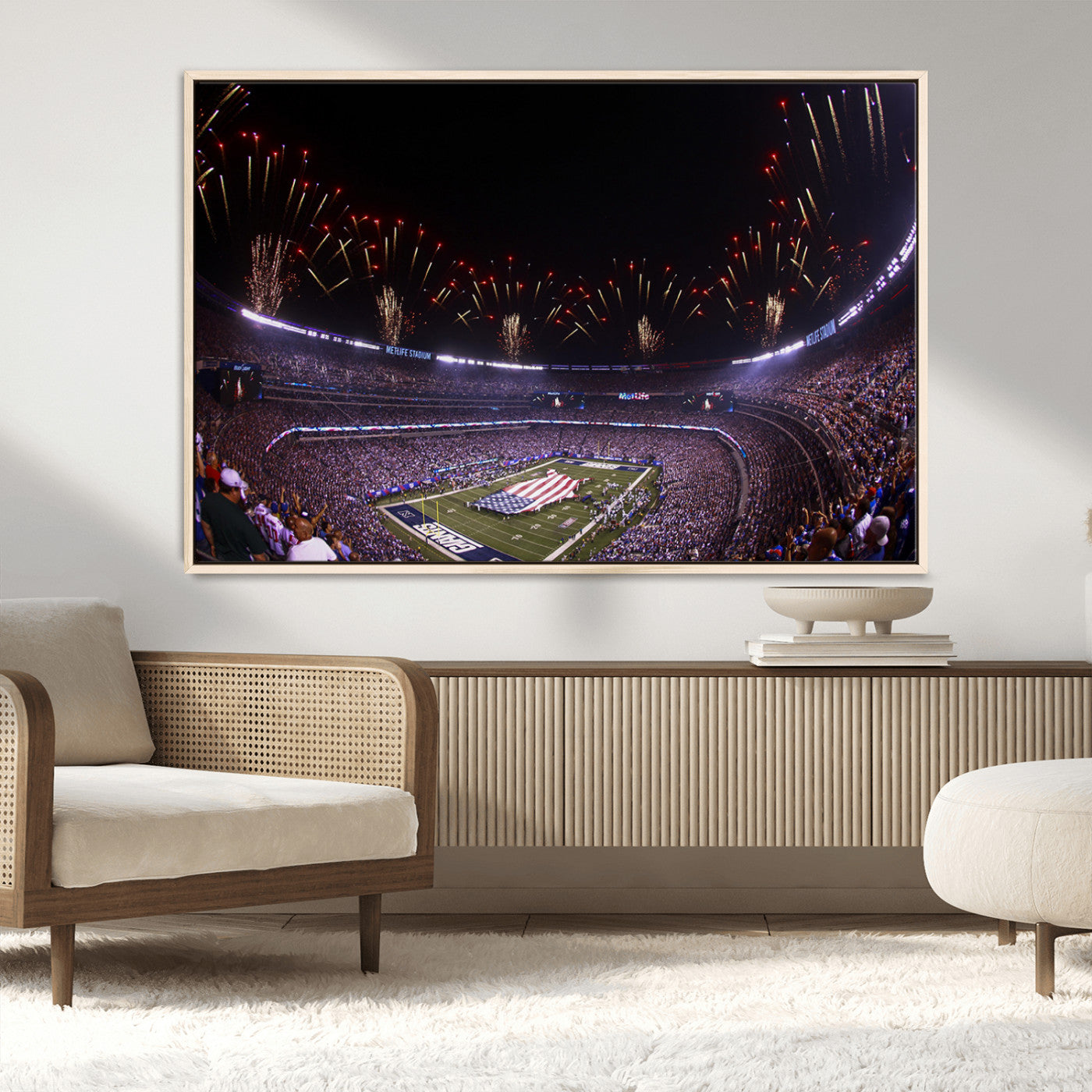 MGV-FC-36X24 - New York Giants Football Team Print - East Rutherford MetLife Stadium Wall Art Canvas Print