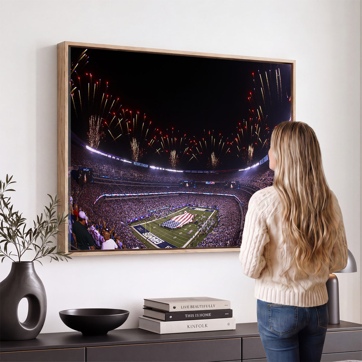 56360-MGV-CV-36X24 - New York Giants Football Team Print, East Rutherford MetLife Stadium Wall Art