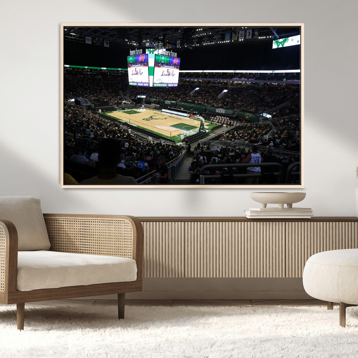 MGV-FC-36X24 - Milwaukee Bucks Basketball Print - Fiserv Forum Stadium Wall Art Canvas Print
