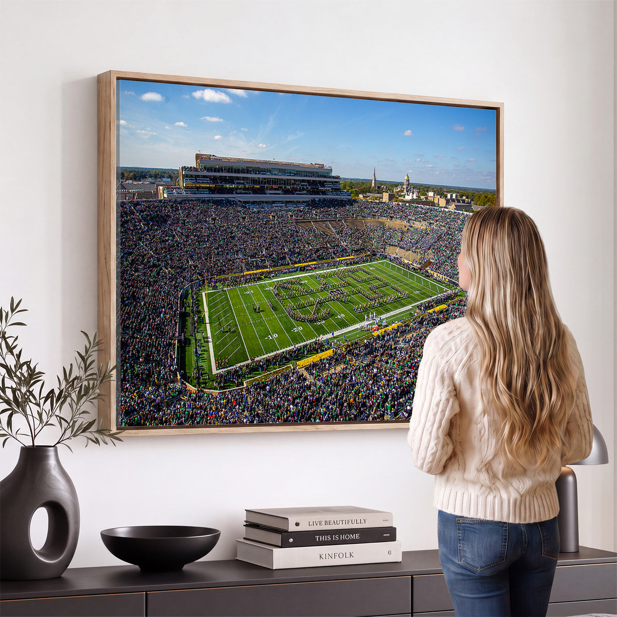 50114-MGV-CV-36X24 - Notre Dame Fighting Irish Football Team Print, Notre Dame Stadium Wall Art