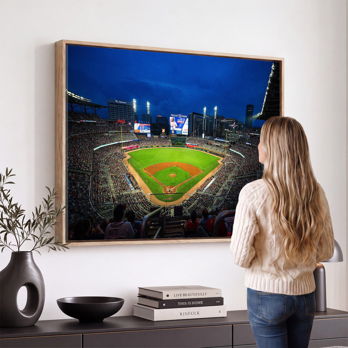 88590-MGV-CV-36X24 - Truist Park Night Game Canvas Art, Atlanta Braves Stadium