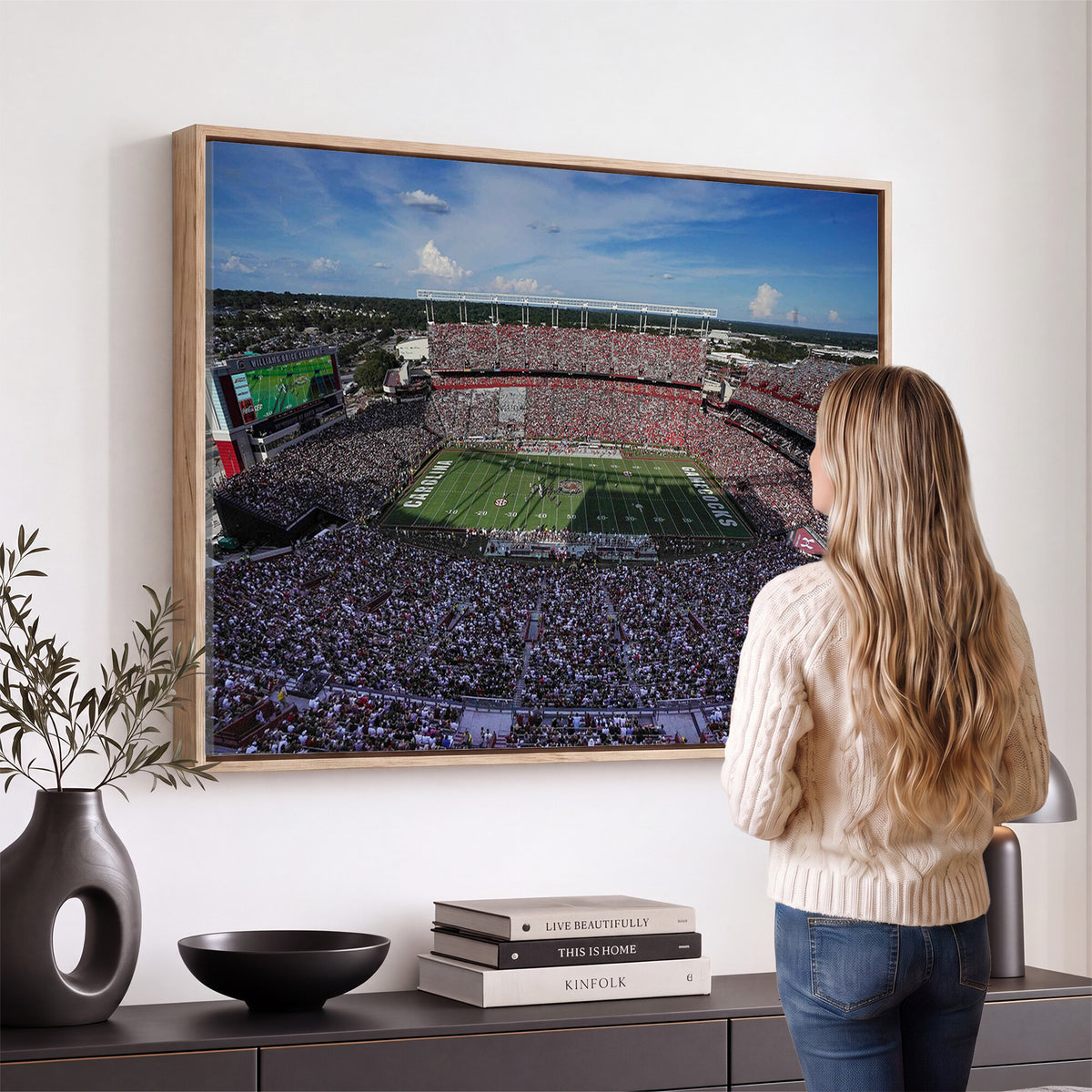 83382-MGV-CV-36X24 - South Carolina Gamecocks Football Team Print, Columbia Williams-Brice Stadium Wall Art