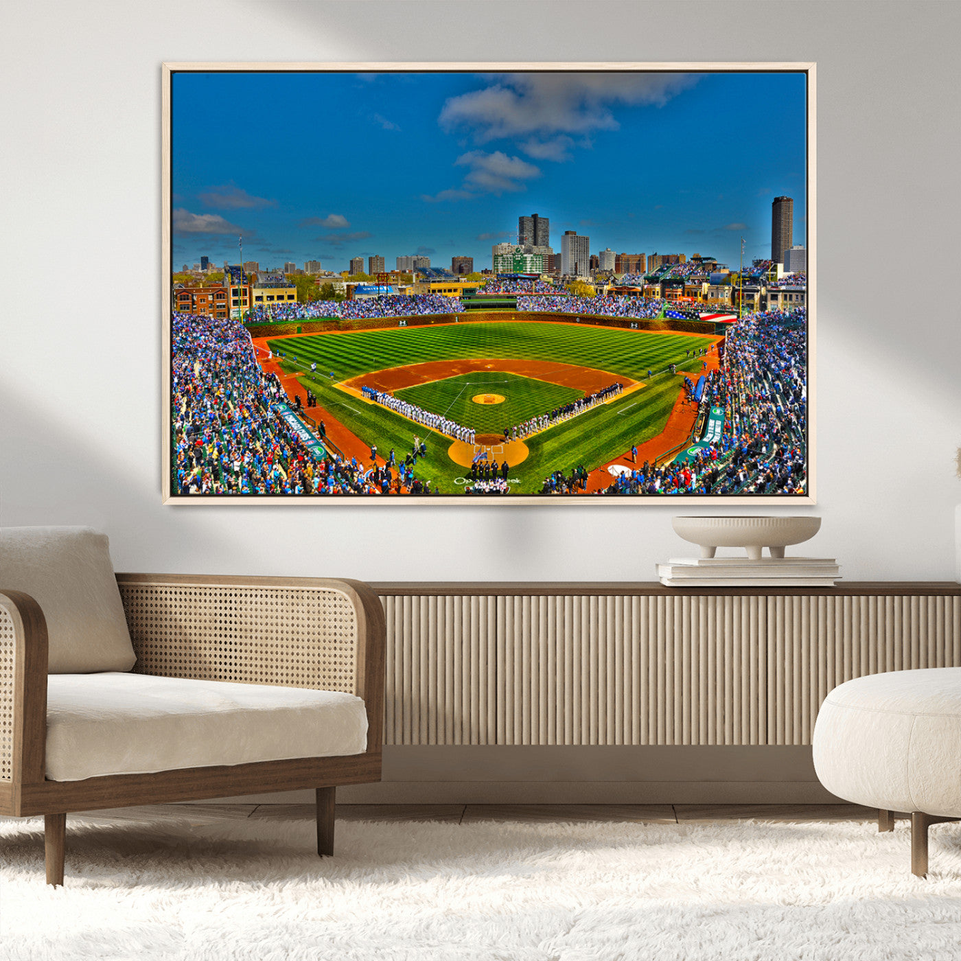 MGV-FC-36X24 - Wrigley Field Chicago Cubs Canvas Wall Art - Iconic Baseball Stadium Print for Sports Lovers - Ready