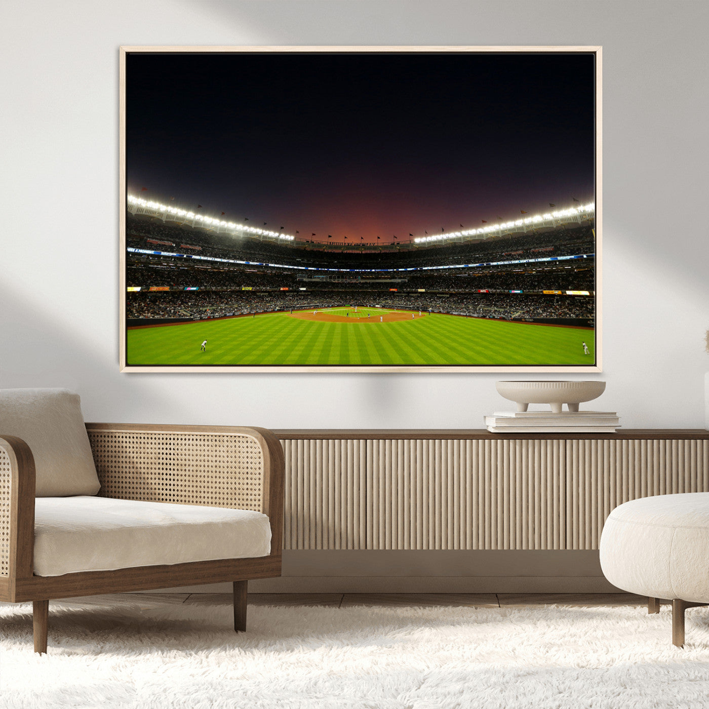MGV-FC-36X24 - Yankee Stadium Night Game Triple Canvas, Yankee Stadium Canvas Wall Art - New York Yankees MLB Match