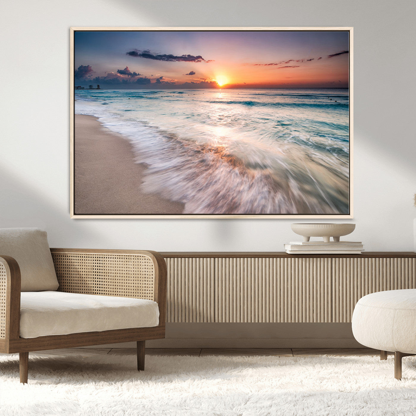 MGV-FC-36X24 - Sunset Beach Wall Art – Soothing Coastal Landscape, Ready to Hang for Tranquil Home Decor