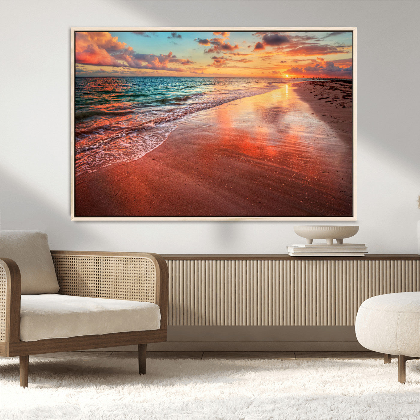 MGV-FC-36X24 - Sunset Beach Wall Art | Ocean Canvas Print | Coastal Wall Art | Tranquil Sunset Canvas Print