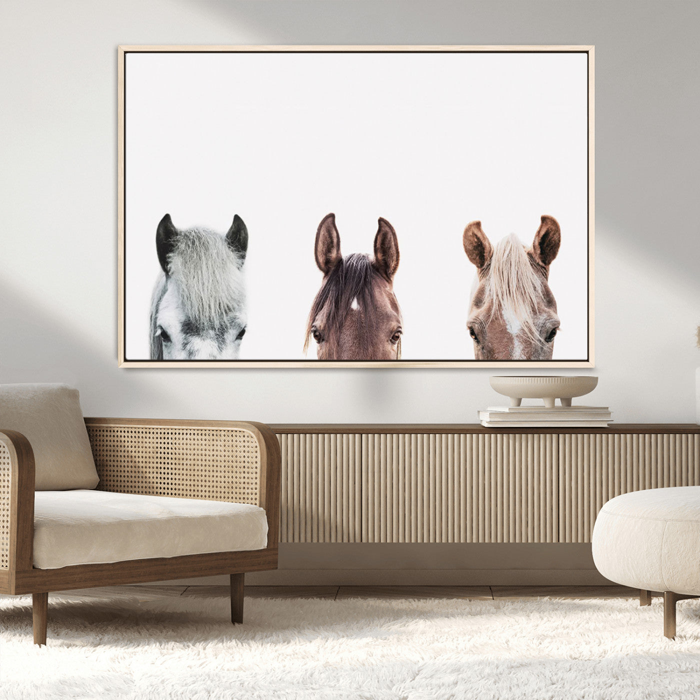MGV-FC-36X24 - Horse Wall Art - Minimalist Horse Triptych Wall Art – Modern 3-Panel Giclée Canvas Featuring Horse