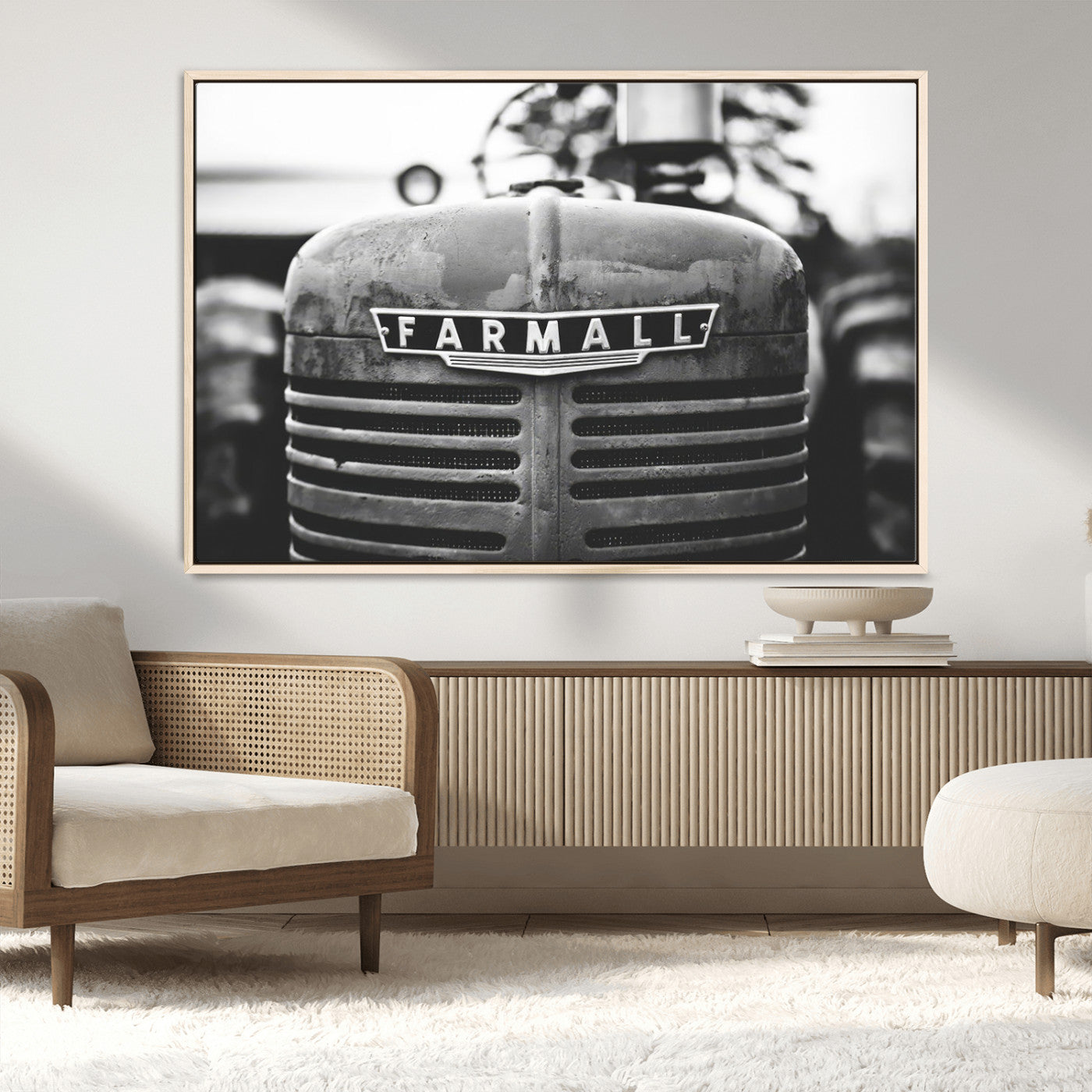 MGV-FC-36X24 - Vintage Farmall Tractor Wall Art Canvas Print, Rustic Farmhouse Decor Ready to Hang