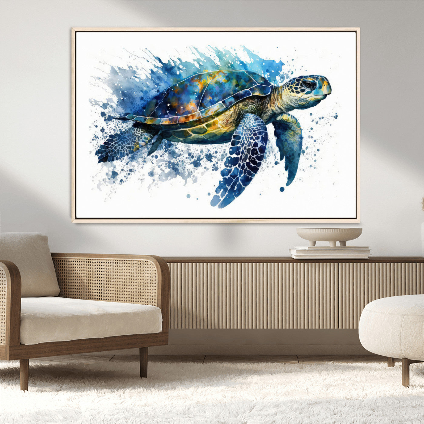 MGV-FC-36X24 - Watercolor Turtle Wall Art Canvas Print for Decoration