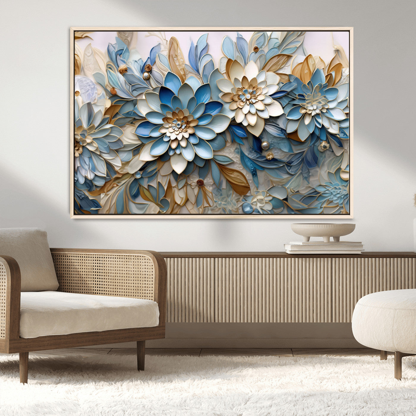 MGV-FC-36X24 - Blu Abstract Flower Wall Art Canvas Print