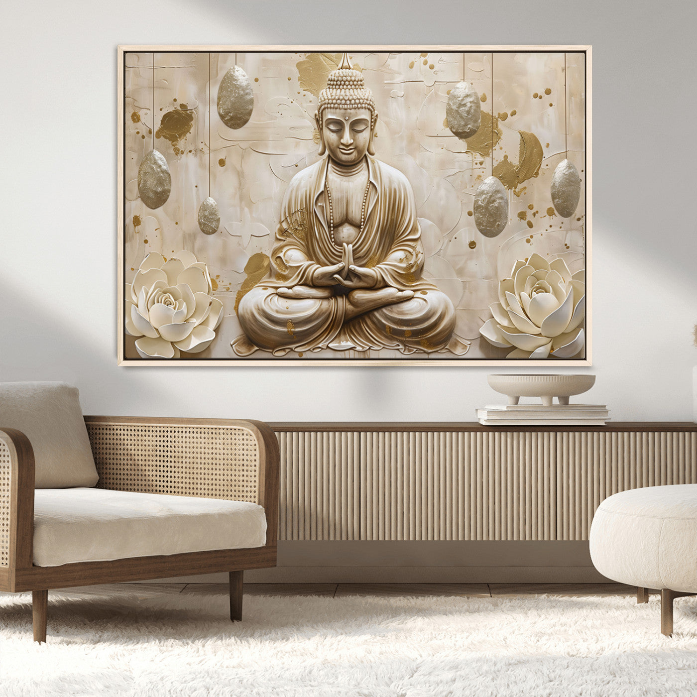 MGV-FC-36X24 - Serene Buddha Wall Art | Yoga Room Decor and Meditation Wall Art Print | Framed and Ready to Hang