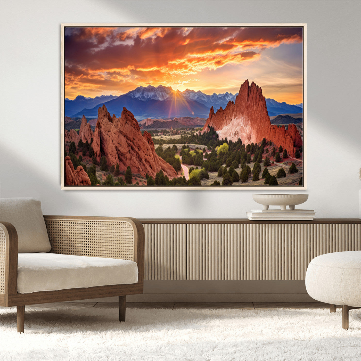 MGV-FC-36X24 - Rocky Mountains Sunset Wall Art Canvas Print – Ready to Hang, Framed Colorado Landscape