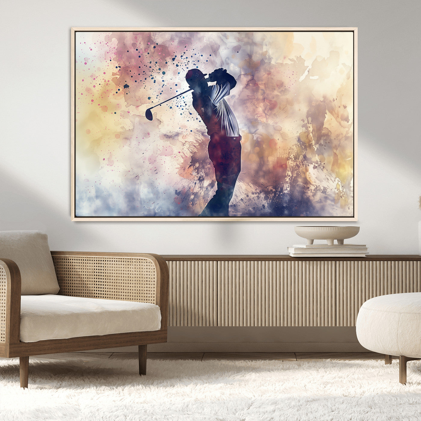 MGV-FC-36X24 - Abstract Watercolor Golf Player Wall Art Canvas Print