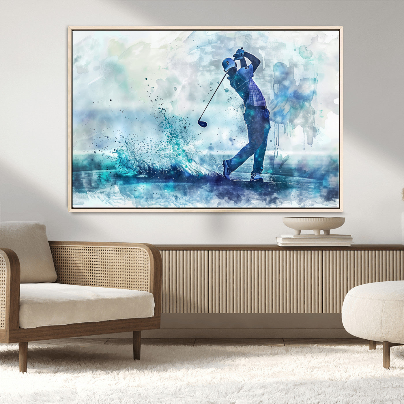 MGV-FC-36X24 - Golf Swing Wall Art Canvas Print - Sports-Inspired Watercolor Decor - Ready to Hang