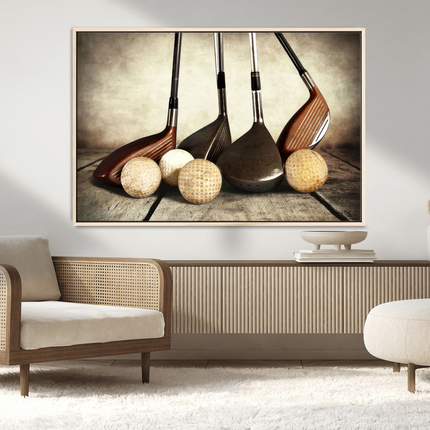 MGV-FC-36X24 - Vintage Golf Ball Art | Golf Decor for Man Cave or Office | Ready to Hang and Framed
