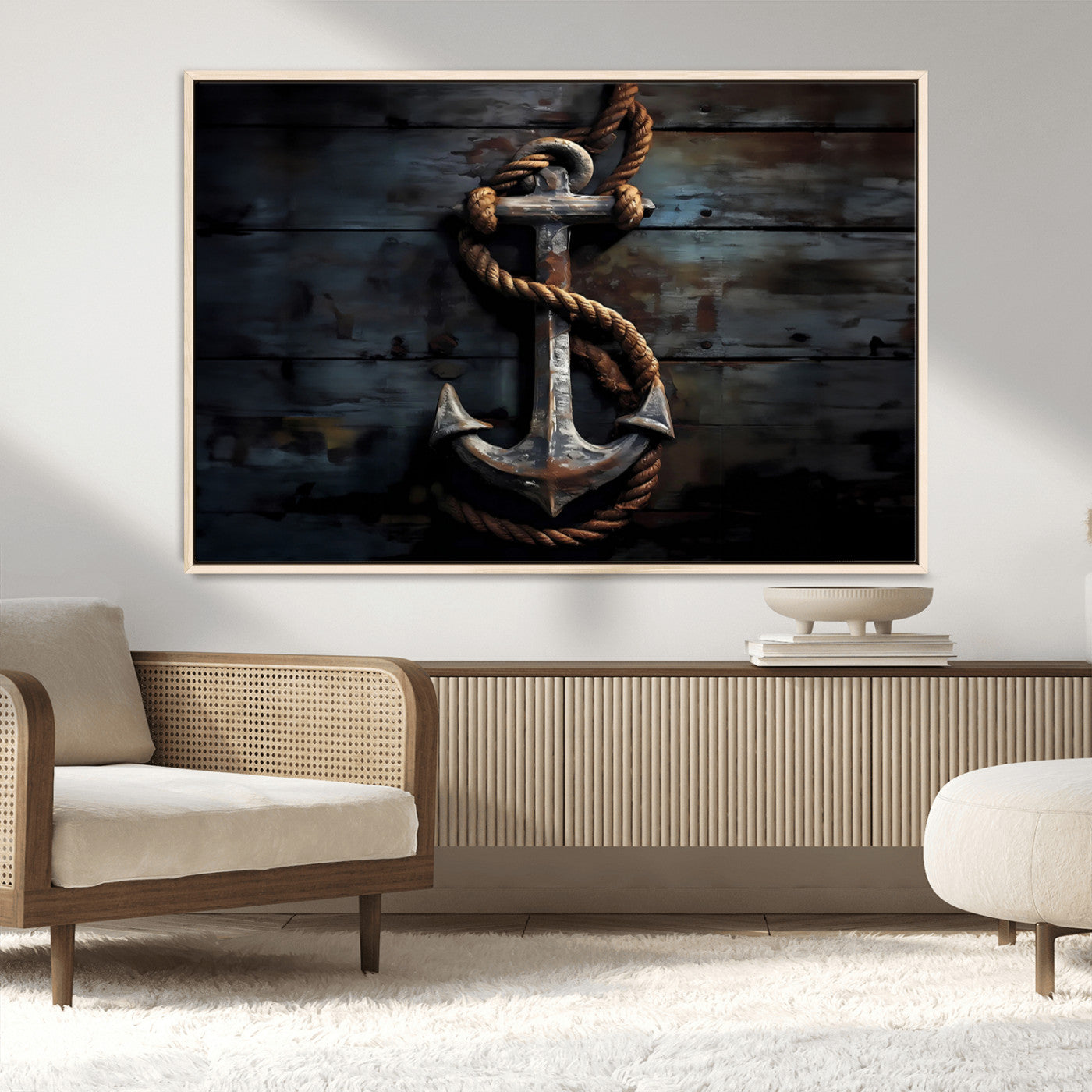 MGV-FC-36X24 - 3 Panel Grunge Abstract Anchor Wall Art Canvas Print Set