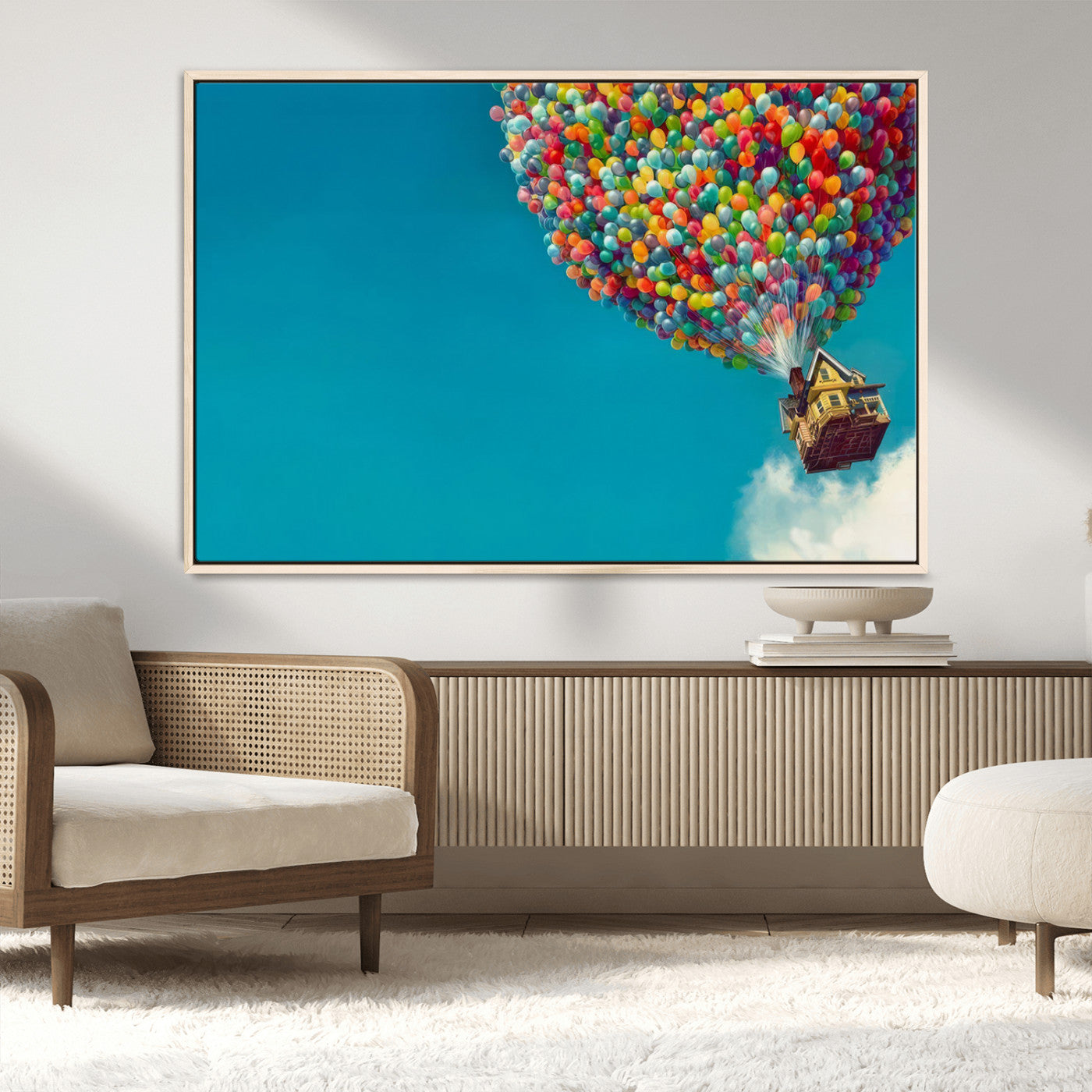 MGV-FC-36X24 - Carl Fredricksen, Up Movie Wall Art, Colorful Balloon House Art | Whimsical Wall Decor for Living