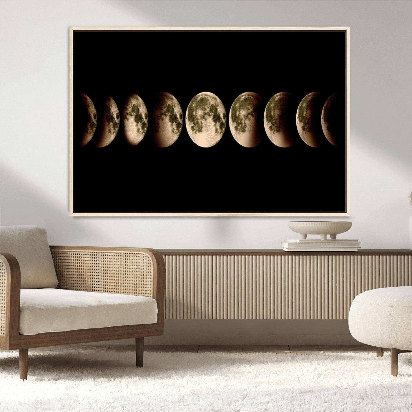 MGV-FC-36X24 - Phases of the Moon Wall Art | Canvas Print for Modern Wall Decor | Ready to Hang and Framed