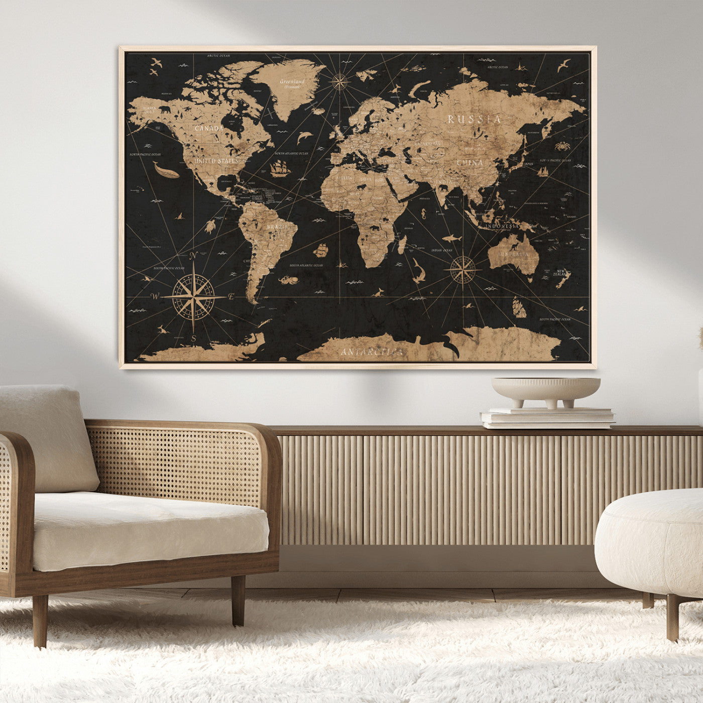 61023-MGV-CV-36X24-World Map Canvas Print – Framed Wall Art for Home Decor