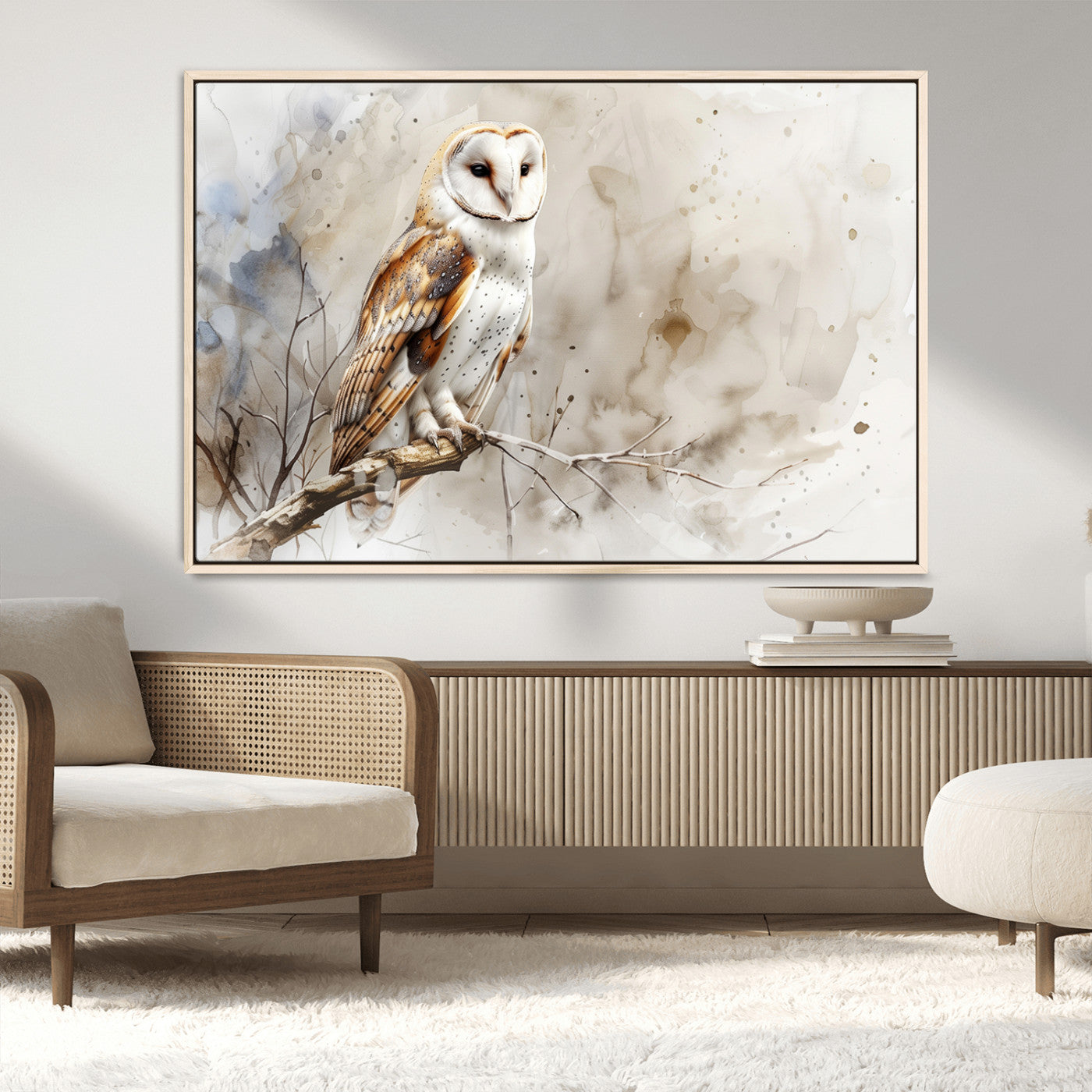 MGV-FC-36X24 - Barn Owl Wall Art | Watercolor Canvas Print | Perfect for Farmhouse Wall Decor | Ready to Hang