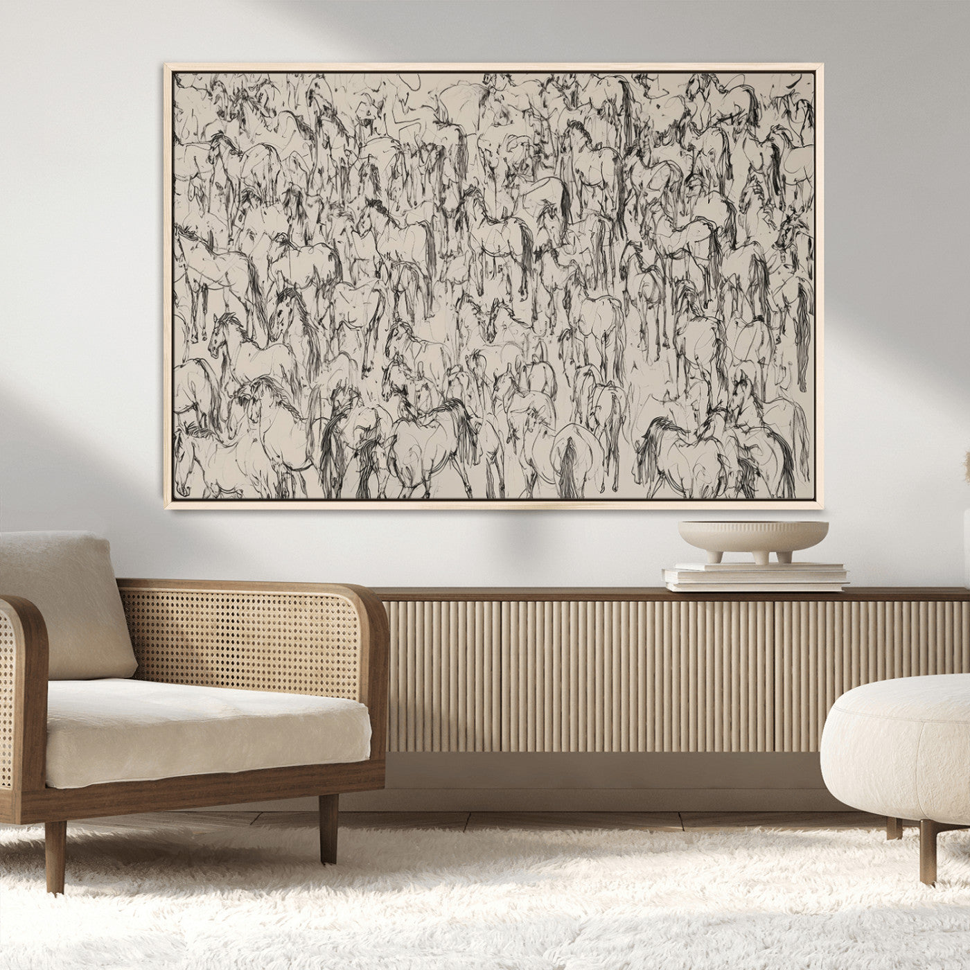 MGV-FC-36X24 - Abstract Horse Sketch Wall Art | Ready to Hang and Framed | Farmhouse Wall Decor for Living Room or