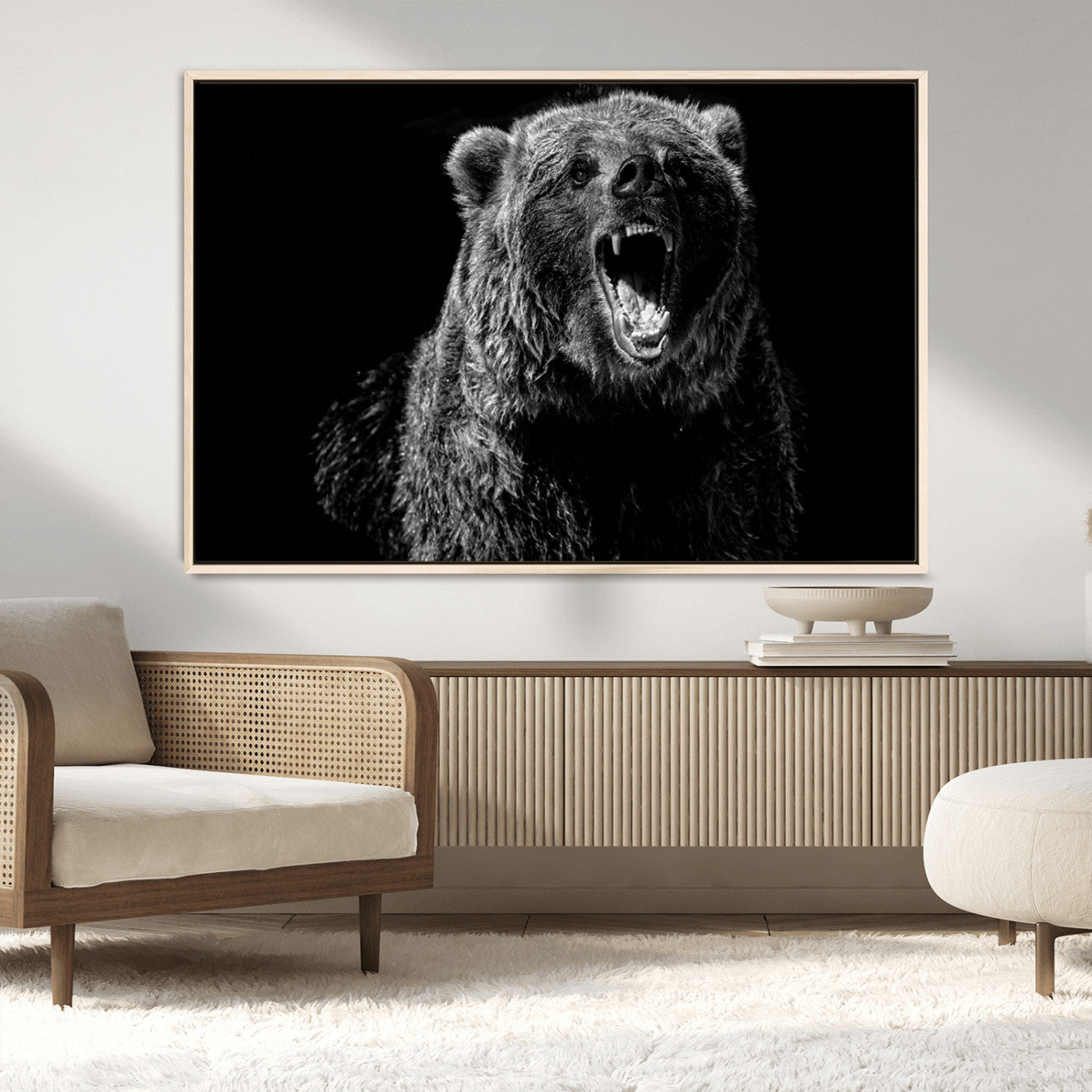 MGV-FC-36X24 - Bear Canvas Print | Wildlife Wall Art for Cabin Decor | Ready to Hang Framed