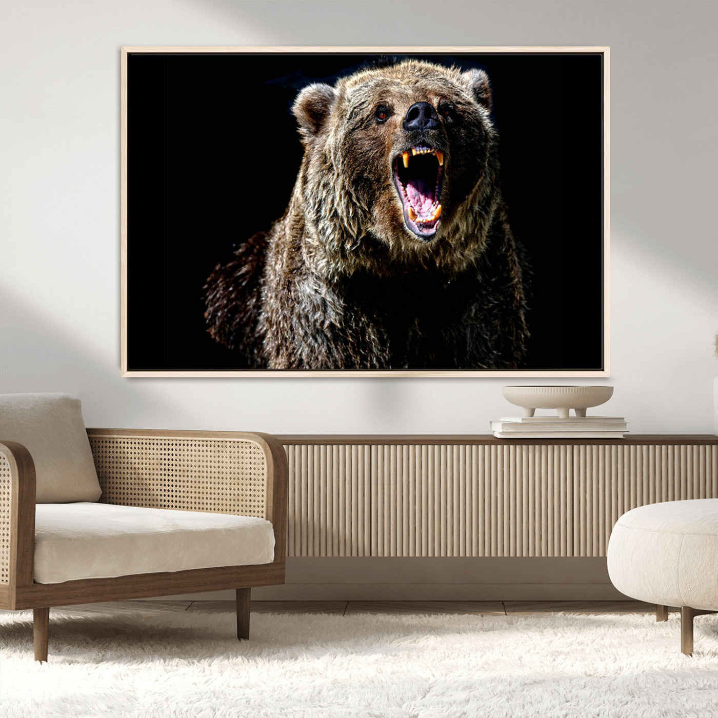 MGV-FC-36X24 - Grizzly Bear Canvas Print | Wildlife Wall Art for Cabin Decor | Ready to Hang Framed