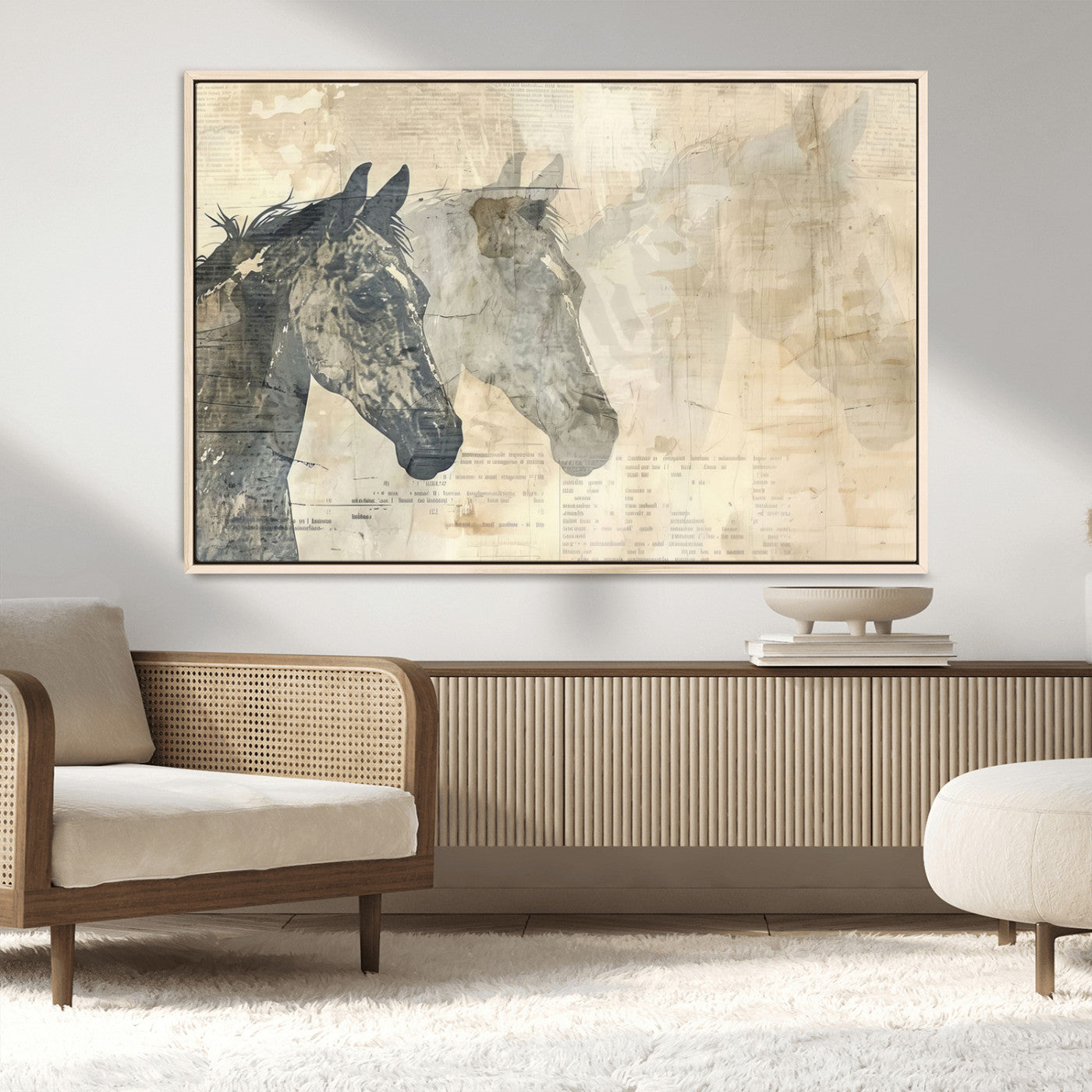 MGV-FC-36X24 - Abstract Horse Canvas Print | Modern Farmhouse Wall Art | Ready to Hang Framed