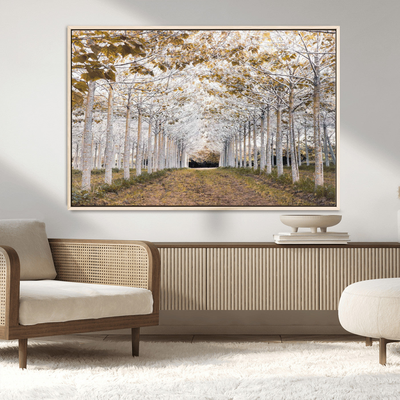 MGV-FC-36X24 - Forest Grove Wall Art | Serene Pathway Canvas Print | Ready to Hang and Framed Nature Wall Decor for